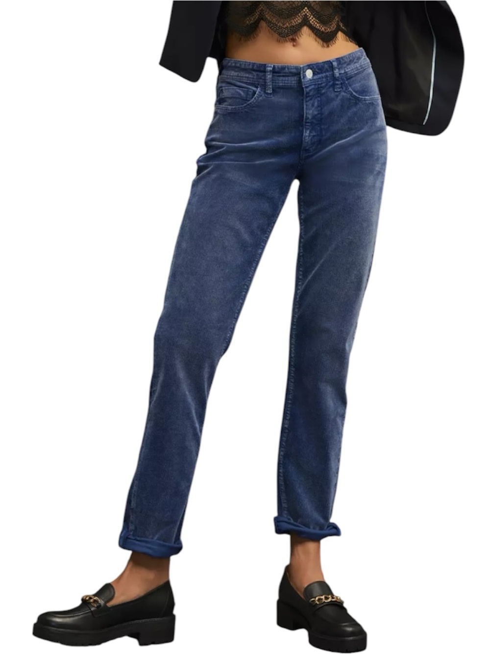 Pilcro Mid-Rise Slim Boyfriend Corduroy Jeans Size 28 Blue Indigo OB1363771